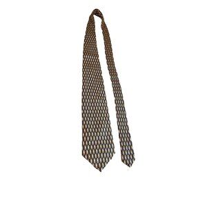 Meeting Street Mens Silk Neck Tie Black Gold Geometric Handmade Work Dad Gift